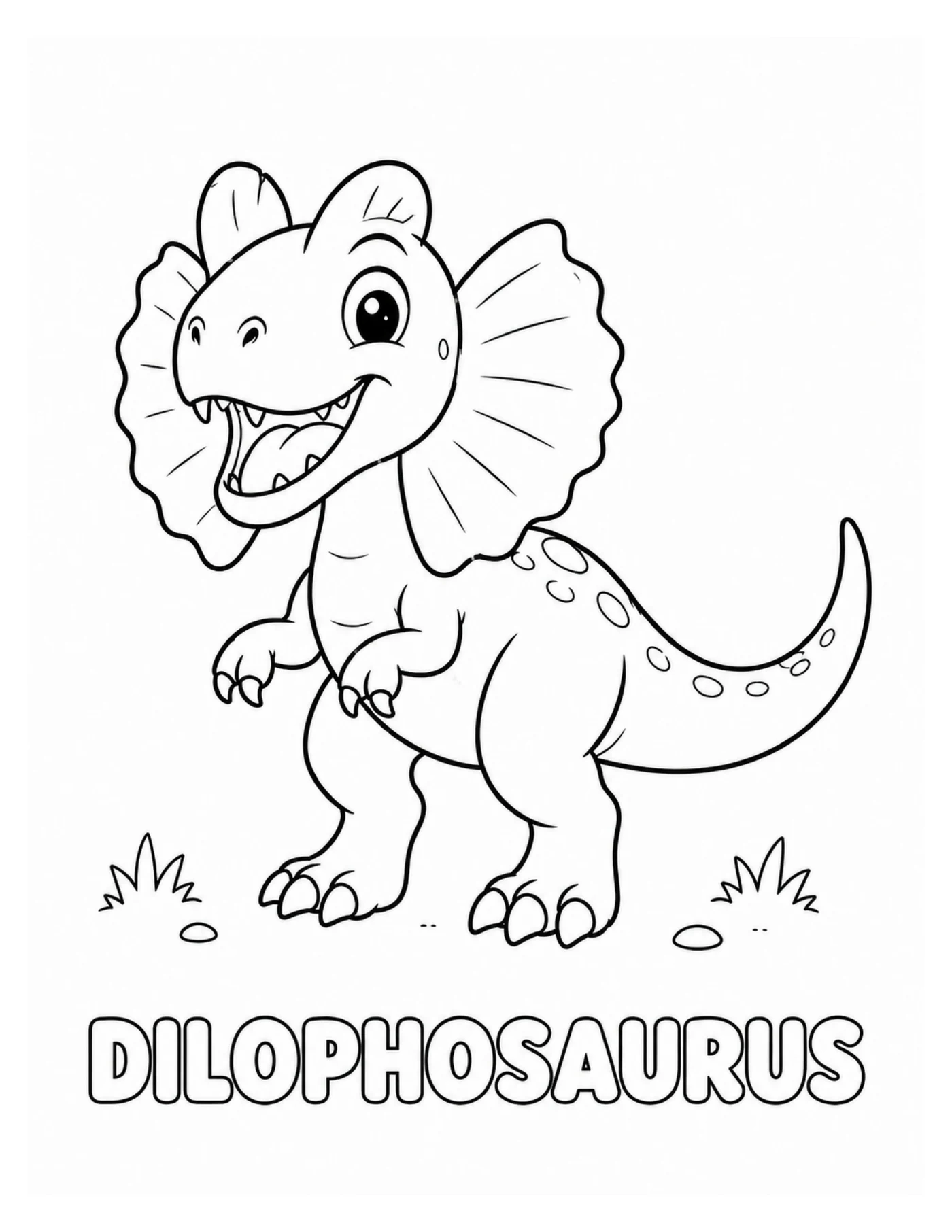 Blick ins Dinosaurier-Malbuch: Dilophosaurus zum Ausmalen