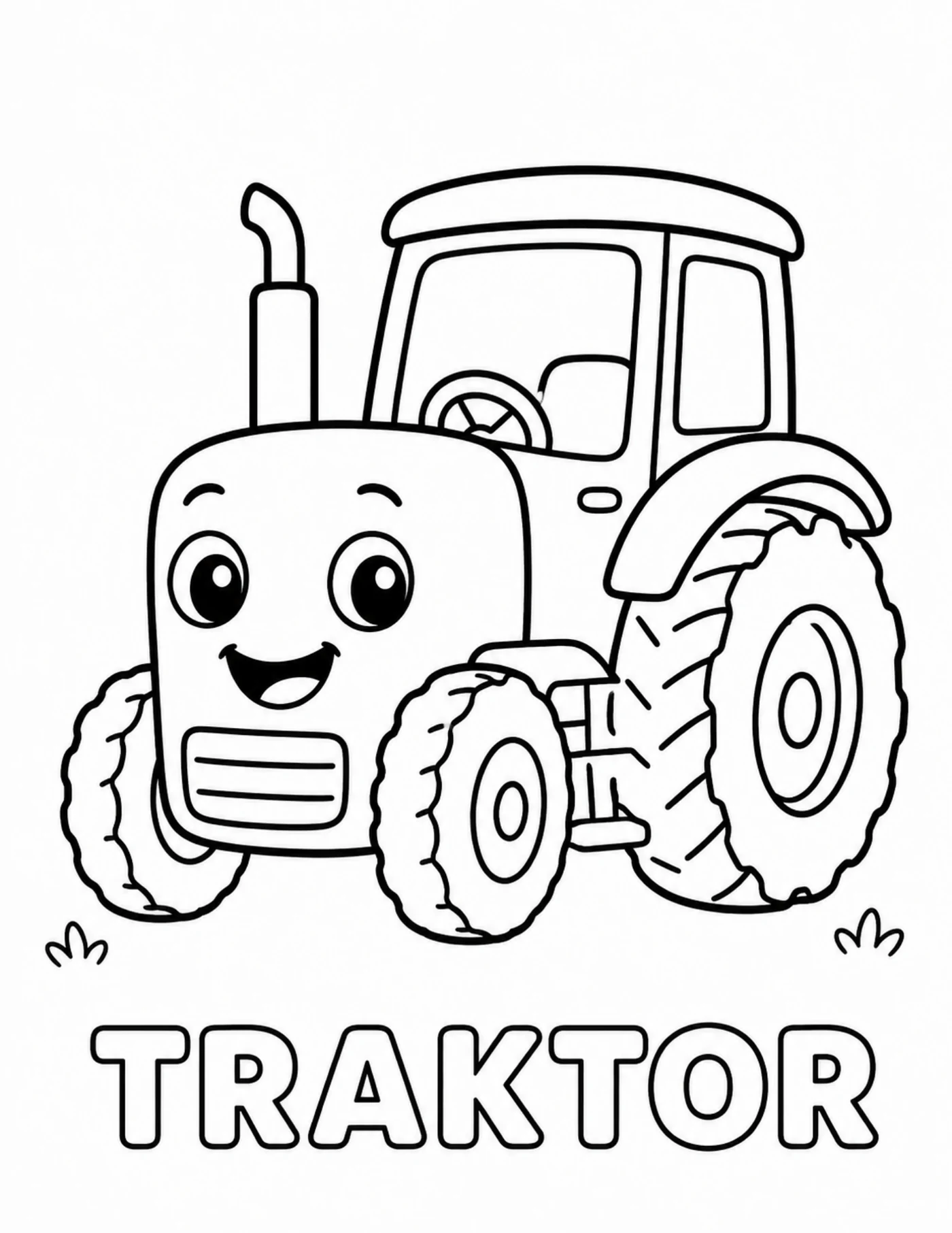 Blick ins Fahrzeug-Malbuch: Traktor zum Ausmalen