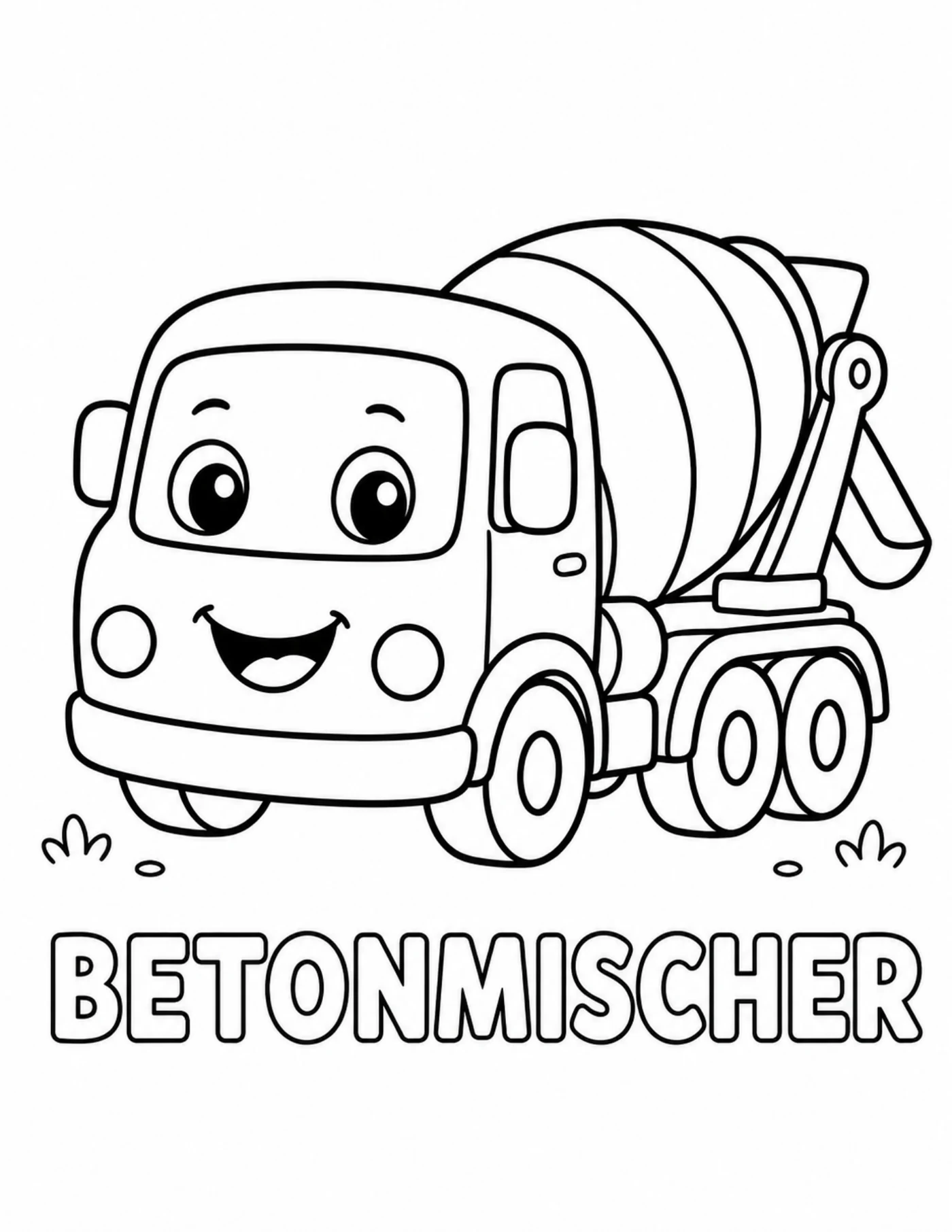 Blick ins Fahrzeug-Malbuch: Betonmischer zum Ausmalen