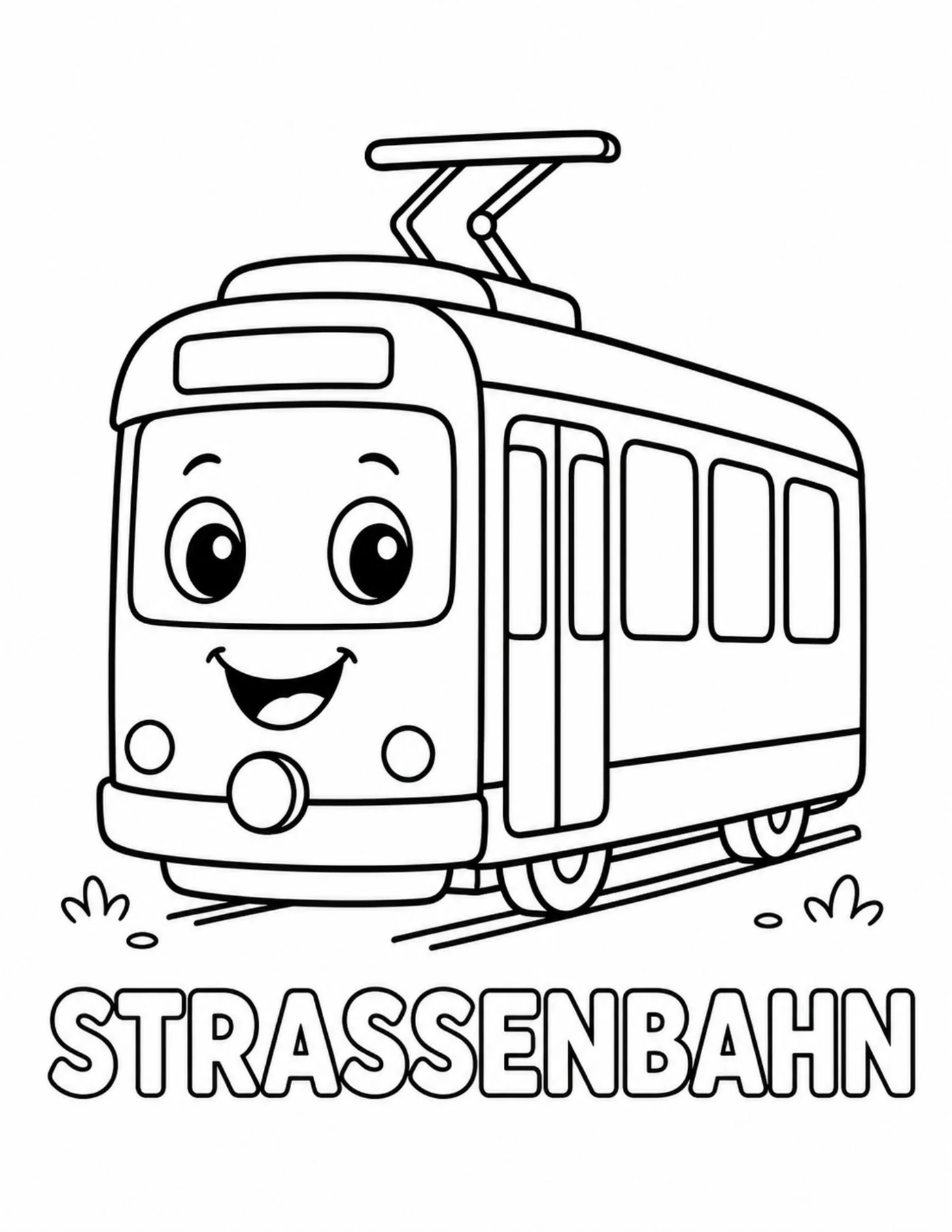 Blick ins Fahrzeug-Malbuch: Straßenbahn zum Ausmalen