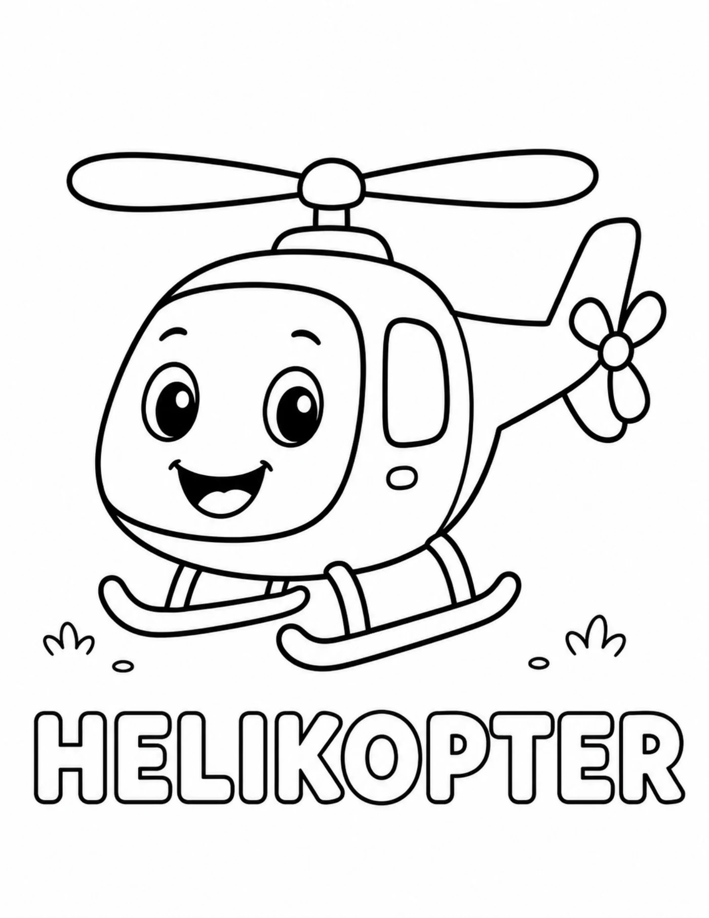 Blick ins Fahrzeug-Malbuch: Helikopter zum Ausmalen
