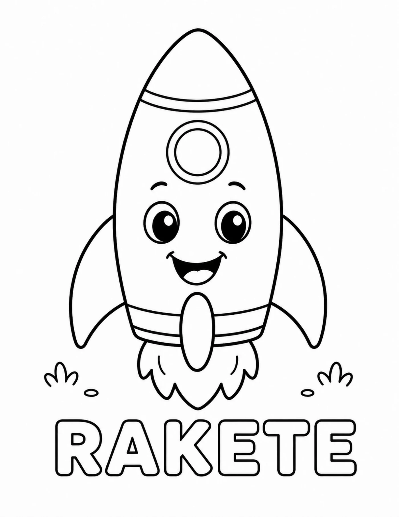 Blick ins Fahrzeug-Malbuch: Rakete zum Ausmalen