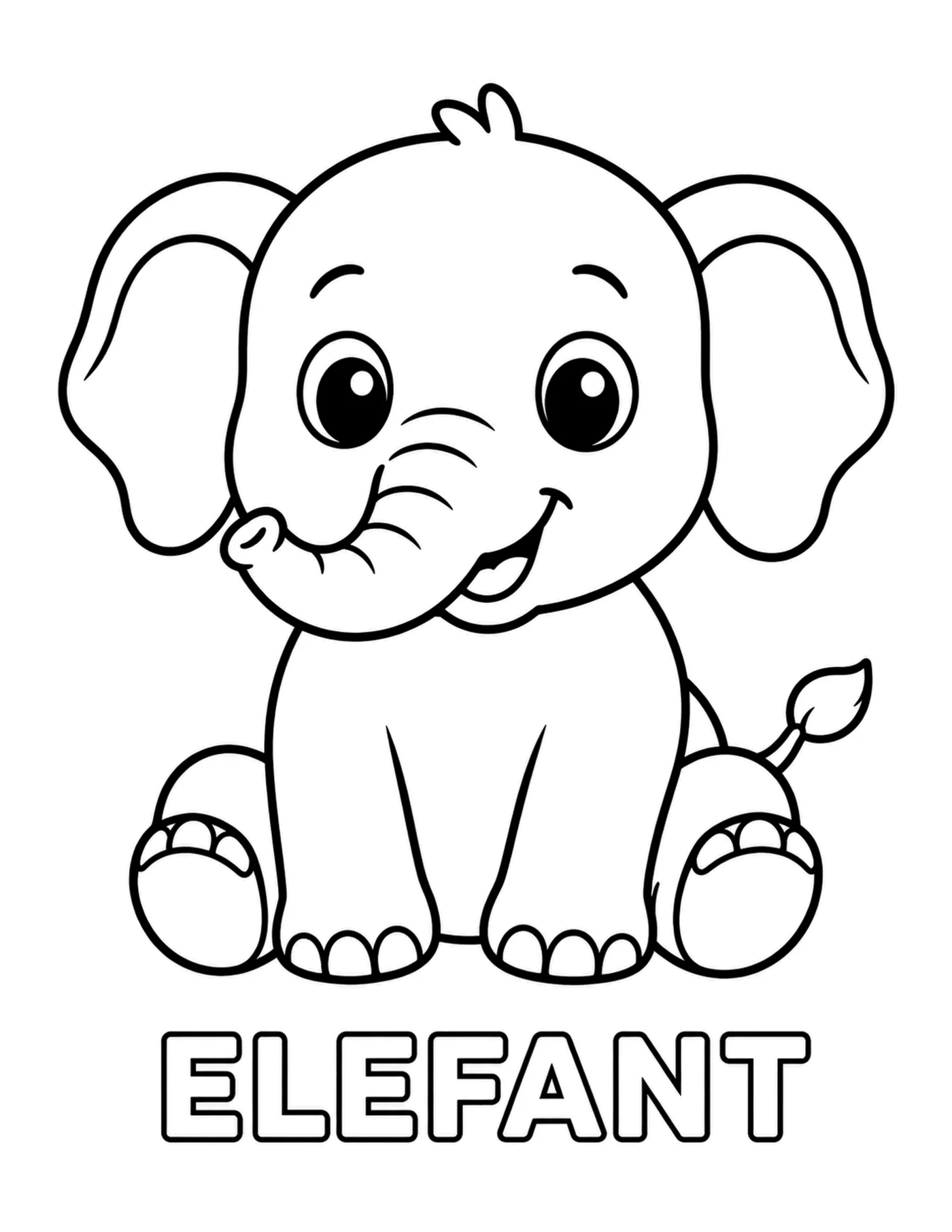 Blick ins Tier-Malbuch: Elefant zum Ausmalen